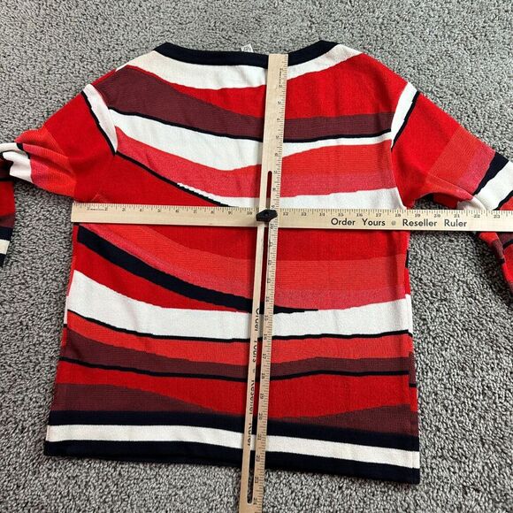 VINTAGE ST. JOHN Collection Top Womens Small Red White Geometric Wool Blend READ - Picture 11 of 15